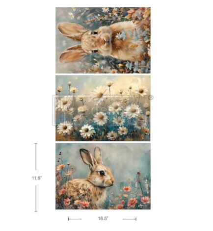 A3 Decoupage Fiber - Garden Bunny Tales